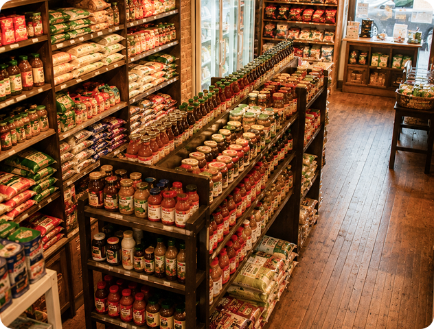 Rose of Isa store interior — well-stocked shelves
